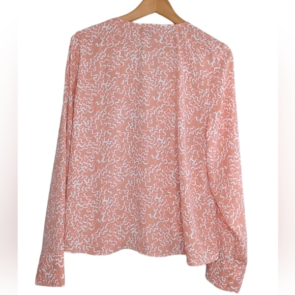 Halogen Abstract Print Sz 1X Wrap Long Sleeve Blouse - Picture 2 of 16